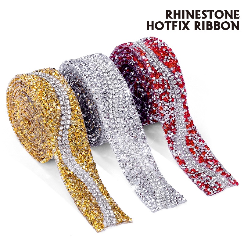 Qiao 1 หลา gold/silver เรซิ ่ น rhinestone เทป hot-fix rhinestone trim Diy เสื ้ อผ ้ าเรซิ ่ นคริสตัลหัตถกรรมอุปกรณ ์ เสริม