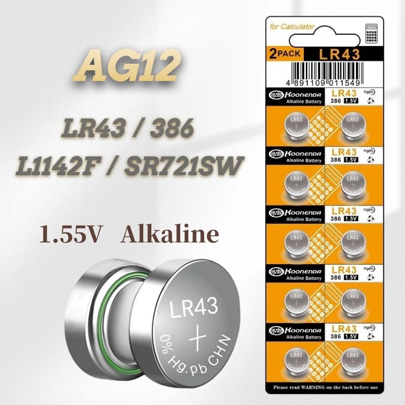 New AG12  L1142  LR43  301  386 1.5V Lithium Batteries Environmental Protection Button Battery for W