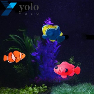 Yolo ปลาปลอม ปลาตัวตลกปลอม พลาสติก สุ่มสี สําหรับตกแต่งภูมิทัศน์ 5 ชิ้น