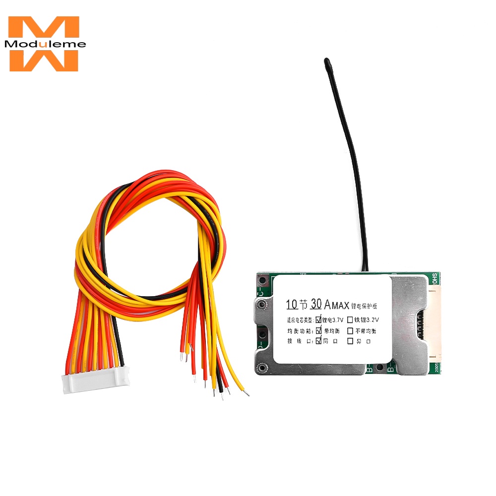 บอร์ดป้องกันแบตเตอรี่ 10S 30A 36V Li-ion Cell 18650 BMS PCB พร้อมฟังก์ชั่นสมดุล