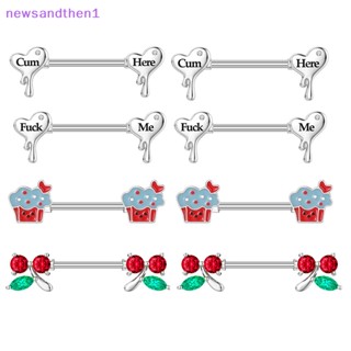 Newsandthen1 2 ชิ้น ตัวอักษร โล่ บาร์เบล สําหรับผู้หญิง เด็กผู้หญิง สเตนเลส เค้กสีแดง เชอร์รี่ จุกนม แหวน เครื่องประดับดี