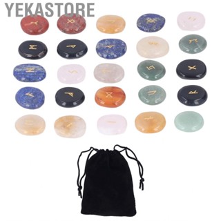 Yekastore 25 Pcs Rune Stone Set Meditation Chakra Healing Crystals Decoration DGD