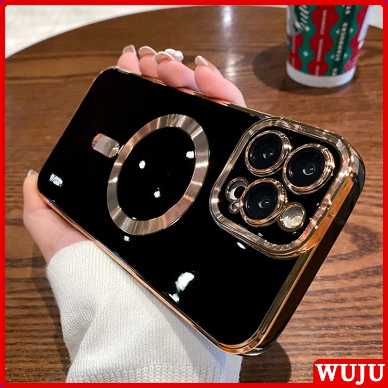Wuju เคสโทรศัพท์มือถือ ซิลิโคนนิ่ม กันกระแทก กรอบแม่เหล็ก หรูหรา สําหรับ iPhone 17 11 12 13 14 15 16 Pro Max Plus Air