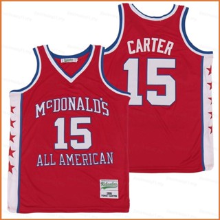 เสื้อกีฬาบาสเก็ตบอล ลายทีม fb No.15 Vince Carter Mcdonalds สีแดง สไตล์อเมริกัน พลัสไซซ์ สําหรับผู้ชาย และผู้หญิง