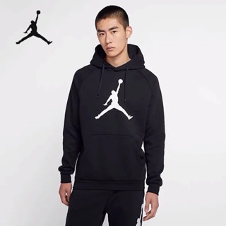 Nike เสื้อกันหนาว เสื้อฮู้ดดี้ ผ้าถัก แบบสวมหัว พิมพ์ลายบาสเก็ตบอล Jumpman 100% สําหรับผู้ชาย DA6802