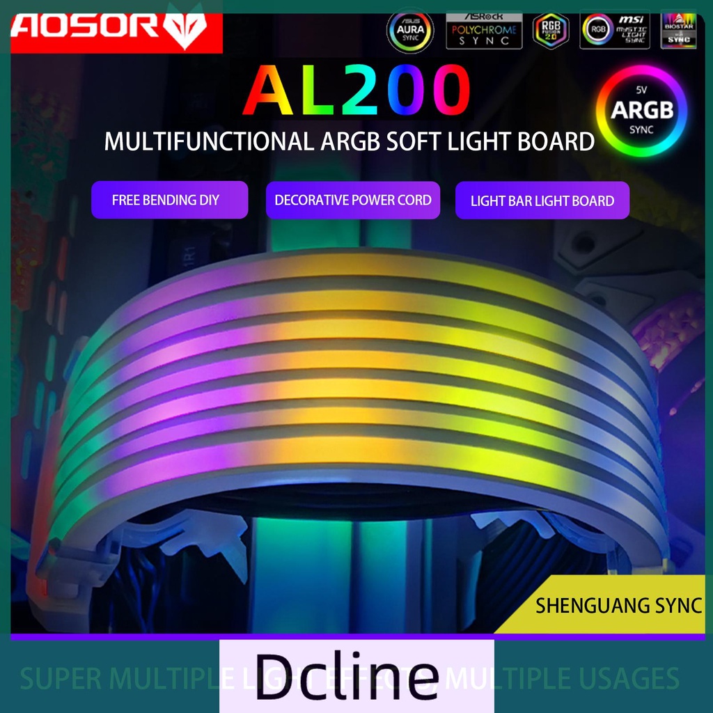 [Dcline.th] Coolmoon AOSOR AL200 แถบไฟ LED 56 ดวง 5V ARGB ยืดหยุ่น สําหรับการ์ดจอ 8P DIY