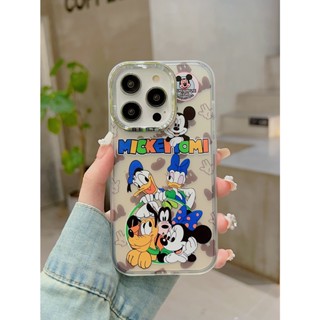 เคสโทรศัพท์มือถือแบบนิ่ม TPU ใส กันกระแทก ลายการ์ตูนมิกกี้เมาส์ สร้างสรรค์ สําหรับ iPhone 14 13 12 15 Pro Max