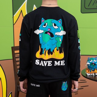 เสื้อยืดแขนยาวลําลอง พิมพ์ลายแมว ripndip สไตล์อเมริกัน สตรีท ประหยัดโลก