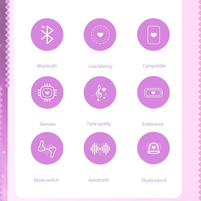 【ฟรีของขวัญ】Honkai Impact 3 Elysia หูฟังบลูทูธไร้สาย 5.3 พร้อมปลายหูฟัง ลดเสียงรบกวน ความล่าช้าต่ํา คุณภาพเสียง HiFi พร้อมป้าย Elysia