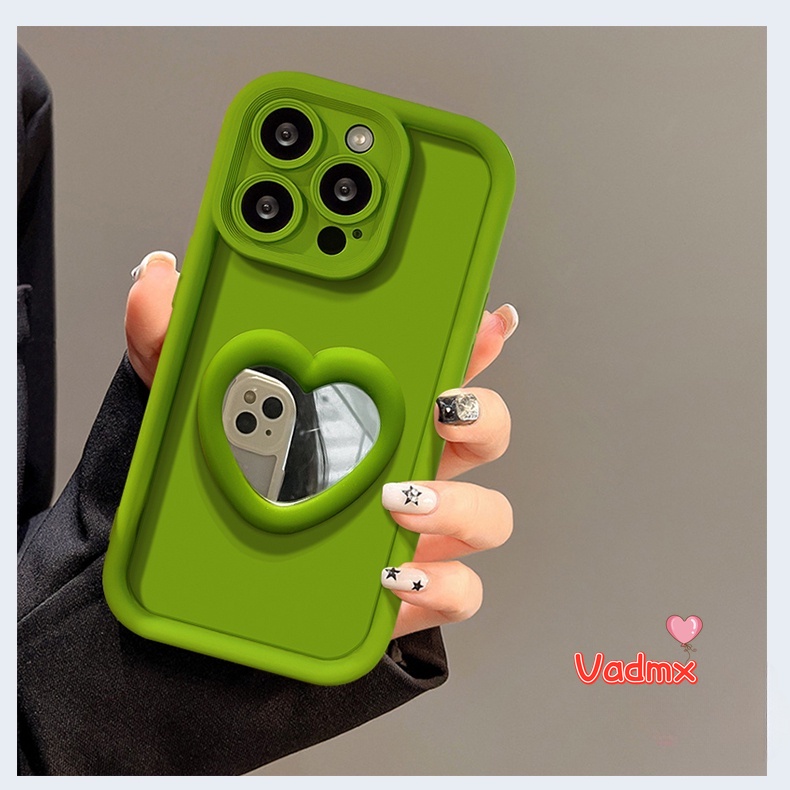 เคสโทรศัพท์มือถือ ซิลิโคนนิ่ม แบบป้องกัน ลายหัวใจน่ารัก พร้อมกระจกขาตั้ง สําหรับ Vivo V29 V27 Pro V27E V25 Pro V23 Pro V23E 5G V21 V21S V20 Pro X80 Pro X60