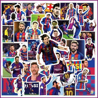 Yx สติกเกอร์ ลายฟุตบอล Messi FC Barcelona สําหรับตกแต่งรถยนต์ 50 ชิ้น ต่อชุด