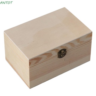Antot กล่องไม้ กล่องเก็บของ กล่องไม้ตกแต่ง กล่องไม้ พร้อมฝาปิด กล่องเครื่องประดับ งานฝีมือ