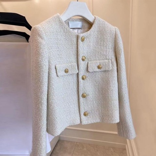 CELIN New Autumn and Winter French Wool Tweed Gold Button Short Slim-fit Coat Female Elegant Socialite