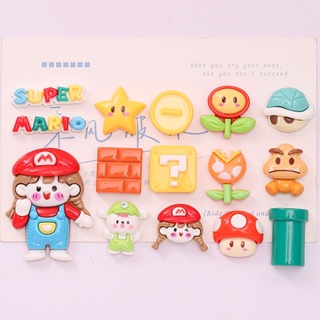 จี้รูปดาว เห็ด ดอกไม้น่ารัก สีทอง อุปกรณ์เสริม สําหรับตกแต่งรองเท้า Croc Charm Super Mario Game Croc Jibbits สําหรับเด็ก