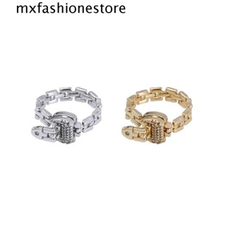 Mxfashione เครื่องประดับ แหวนนิ้วมือ โซ่โลหะผสมคริสตัล ปรับได้ หรูหรา สําหรับผู้หญิง