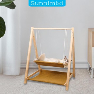 [Sunnimix1] เปลญวนไม้ สําหรับสัตว์เลี้ยง สุนัข แมว ขนาดเล็ก