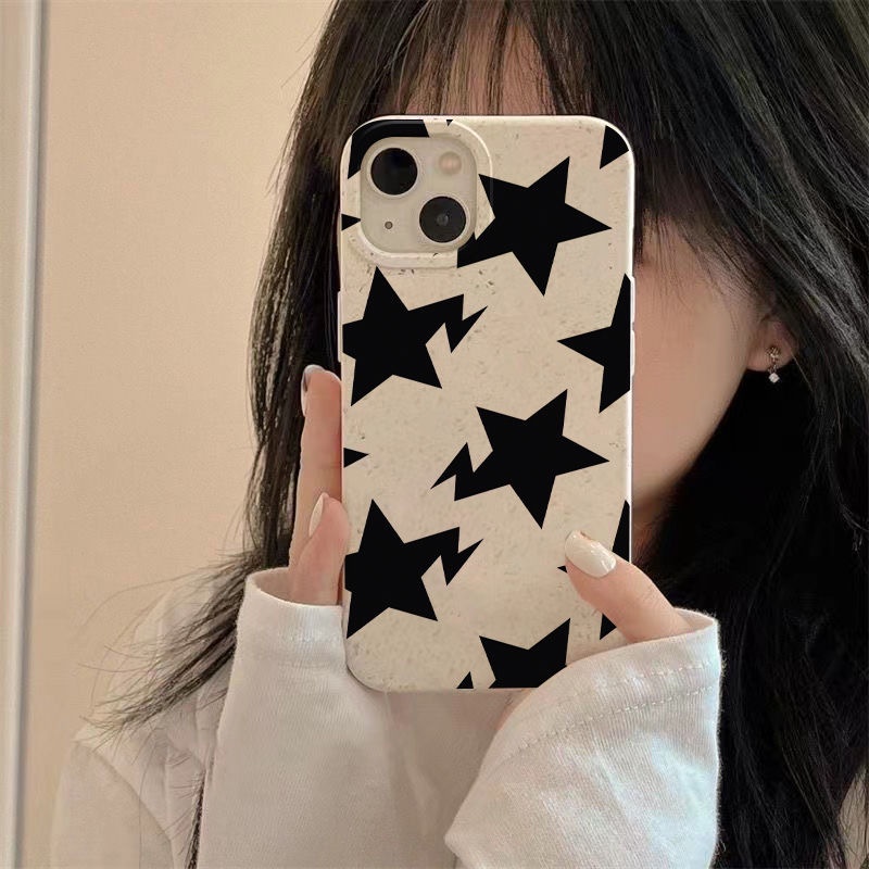 เคสโทรศัพท์มือถือ แบบนิ่ม ลายดาว สีดํา กันกระแทก สําหรับ Apple Iphone 14promax 13 12 11 7 8p C4VY