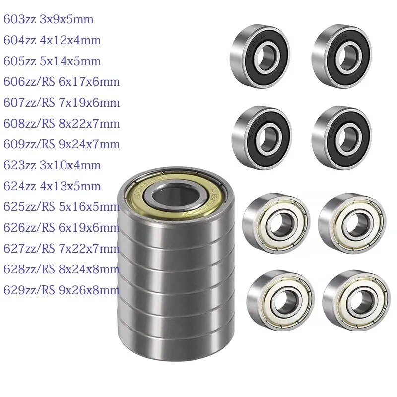 10PCS Bearing подшипники 603 604 605 606 607 608zz 608-2RS 609 623 624 625 626 627 628 629 ZZ RS Dee