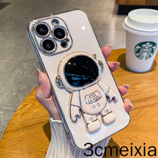 เคสโทรศัพท์มือถือชุบไฟฟ้า ลายนักบินอวกาศ สีมาการอง พร้อมขาตั้ง หรูหรา สําหรับ Realme c31 c35 c55 c53 narzo 50i prime 50a prime 50 pro 4g 5g