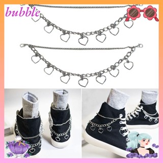 Bubble 1 คู่ พู่หัวใจ รองเท้าโซ่ ผู้หญิง ปาร์ตี้ ของขวัญ รองเท้าผ้าใบ เครื่องประดับ