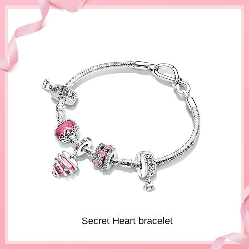แพนโดร่า-ของขวัญเคาน์เตอร์กล่องของขวัญบรรจุภัณฑ์ สร้อยข้อมือผู้หญิงส925เงินหัวใจลับแฟชั่นแสงหรูหราซอกออกแบบ2023รูปแบบใหม่สําหรับแฟนวันเก