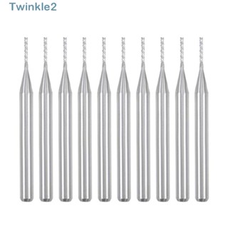 Twinkle ดอกกัดมิลลิ่ง เหล็กคาร์ไบด์ 0.8 มม. ก้าน 1/8 นิ้ว สีเงิน 10 ชิ้น