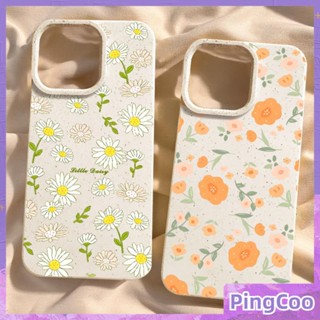 Pingcoo - เข้ากันได้สำหรับ เคส iphone 11 เคสไอโฟน เคสไอโฟน11 กรณีเป็นมิตรกับสิ่งแวดล้อมย่อยสลายได้สีขาวกรณีกันกระแทกป้องกันที่เรียบง่ายดอกไม้สีส้มสีขาวเข้ากันได้กับ iPhone 15 14 PRO MAX 13 PRO MAX 12 11 PRO MAX XR XS 7 8 PLUS