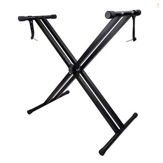 Universal Folding Keyboard Stand Bracket - Sturdy Metal Material, Anti-Slip Rubber Caps - Double X-Style Design for Digital Piano MIDI Keyboard