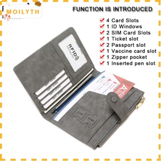 Moilyth RFID ปกหนังสือเดินทาง เดินทาง หนัง กันขโมย แปรงเอกสาร จัดระเบียบ