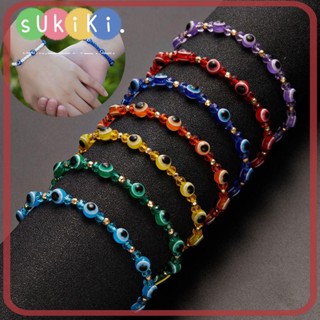 Sukiki สร้อยข้อมือเชือกถัก แฮนด์เมด รูปดวงตาปีศาจ ปรับได้