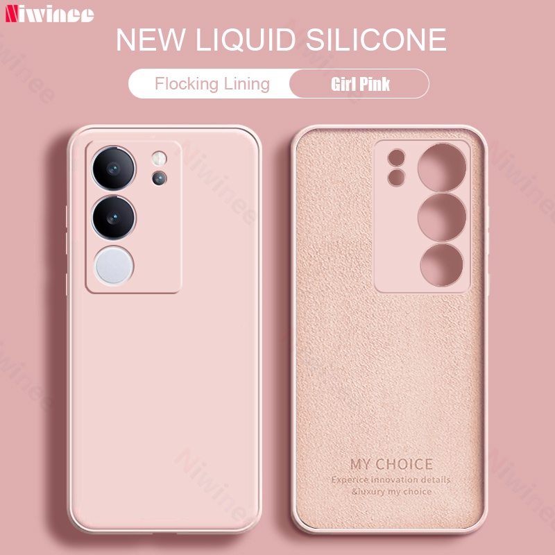 Niwinee เคสซิลิโคนนิ่ม ทรงสี่เหลี่ยม สีแคนดี้ สําหรับ Vivo V29 5G Vivo S17 Pro 5G N00-T00 2023
