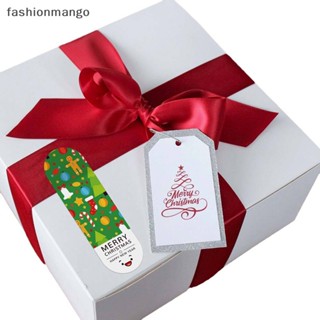 [fashionmango] สติกเกอร์ฉลาก ลาย Merry Christmas น่ารัก 2*7 ซม. สําหรับติดตกแต่งกล่องบรรจุภัณฑ์ 100 ชิ้น พร้อมส่ง