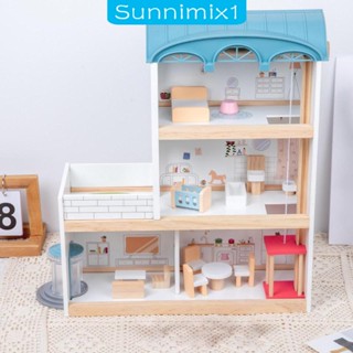 [Sunnimix1] บ้านตุ๊กตาไม้ พร้อมเฟอร์นิเจอร์ สําหรับตกแต่งบ้านตุ๊กตา