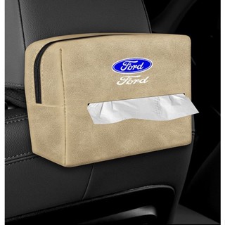 FORD LOGO tissue bag MUSTANG F-150 Fiesta FOCUS ESCAPE EDGE EXPLORER Expedition mendeo car seat back-mounted drawer box armrest box Alcantara material zipper storage box