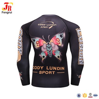 Cody Lundin เสื้อยืดลําลอง แขนสั้น ระบายอากาศ พิมพ์ลายกราฟฟิคผีเสื้อ MMA Bjj Rash Guard 3d สําหรับผู้ชาย เหมาะกับการวิ่ง มวยปล้ํา