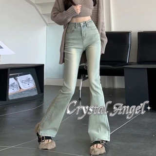 Crystal กางเกงขายาว กางเกงยีสน์ผู้หญิง ทรงหลวม ๆ ตรง Retro Hip Hop Pants 2023 NEW Style WNK23906FH 37Z230911