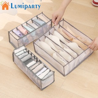 Lumiparty กล่องลิ้นชักเก็บชุดชั้นใน แบบพับได้ ซักล้างได้ สําหรับครัวเรือน 3 ชิ้น