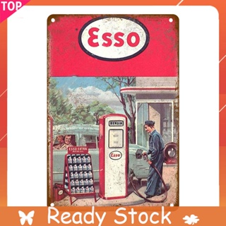 แผ่นป้ายโลหะดีบุก ESSO สไตล์วินเทจ 30x40 ซม. สําหรับบาร์ ผับ โรงรถ โรงรถ ศิลปะย้อนยุค