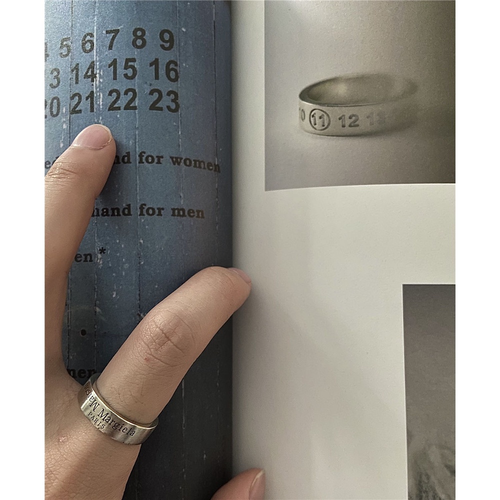 พร้อมส่ง * แหวนเงิน 925 ถอยหลังอัตโนมัติ สไตล์ Margiela ของแท้ สําหรับคู่รัก - รูปที่ 4