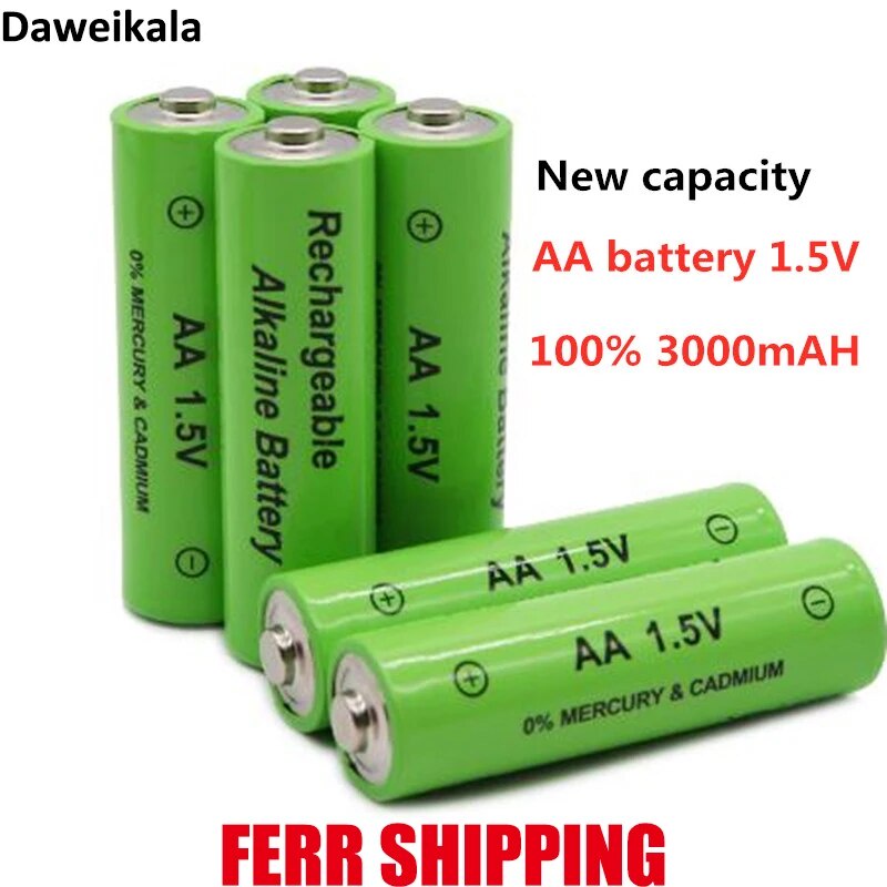 Daweikala New AA battery 3000 mAh Rechargeable battery  1.5 V AA battery for Clocks, mice, computers