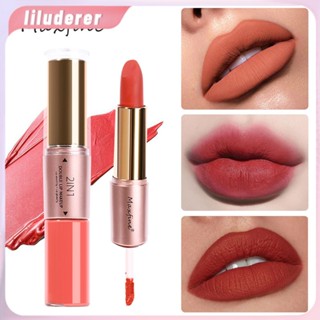 สินค้าใหม่ Two-in-one Lip Glaze ชุดลิปสติกยุโรปและอเมริกา Non-fading Non-stick Cup Velvet Matte กันน้ำ anti-sweat Lip Glaze HO