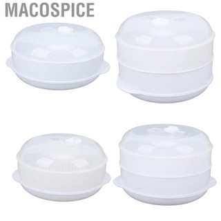 Macospice Microwave Steamer  Saving Time  Durable White with Lid for Home Dumplings