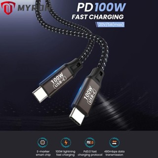 Myron สายเคเบิล USB C เป็น USB Type C 5A ตัวผู้ เป็นตัวผู้ ความเร็วสูง PD 100W สําหรับ Huawei