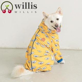 Willis เสื้อกันฝน โพลีเอสเตอร์ สีเหลือง กันน้ํา พิมพ์ลาย กันลม สี่ขา สําหรับสัตว์เลี้ยง สุนัข