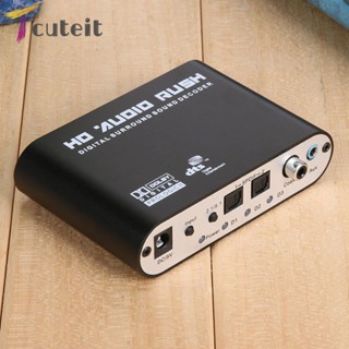 Tcuteit เครื่องถอดรหัสเสียงดิจิทัล พร้อมสายไฟ USB ออปติคอลไฟเบอร์แปลงหลายช่อง