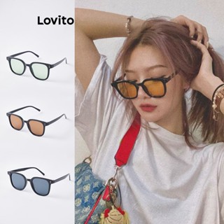 Lovito แว่นตากันแดด ลําลอง เรียบง่าย สําหรับผู้หญิง L63AD242 (สีน้ําตาล/เขียวอ่อน/ดํา)