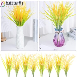 Buttterfly ดอกไม้ปลอม หญ้าข้าวสาลี สีทอง สําหรับตกแต่งงานแต่งงาน 2 ชิ้น