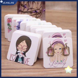 Jeanlan แผ่นบอร์ดกระดาษคราฟท์ ลายการ์ตูนเด็กผู้หญิง สําหรับโชว์ต่างหู DIY 100 ชิ้น