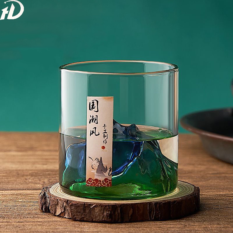 Whisky glass Japanese 3D Mountain Water Glacier Mug Vodka Wine Cup Fuji Artwork Gift Bottle Hot Glas