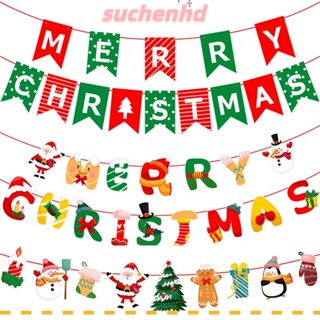 Suchenhd ธงแขวนกระดาษ ลายต้นคริสต์มาส ซานตาคลอส